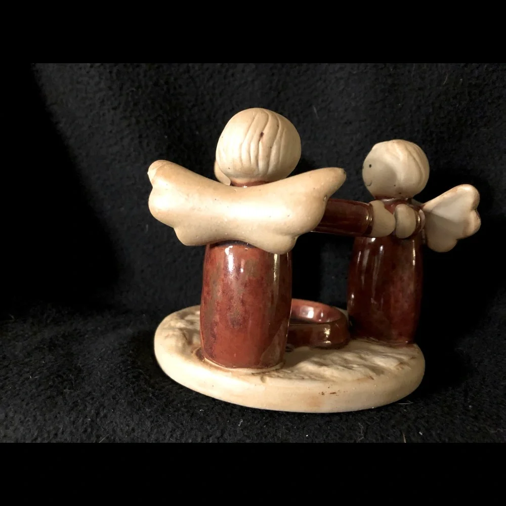 Ceramic Candle Holder with Three Angels - Great Condition